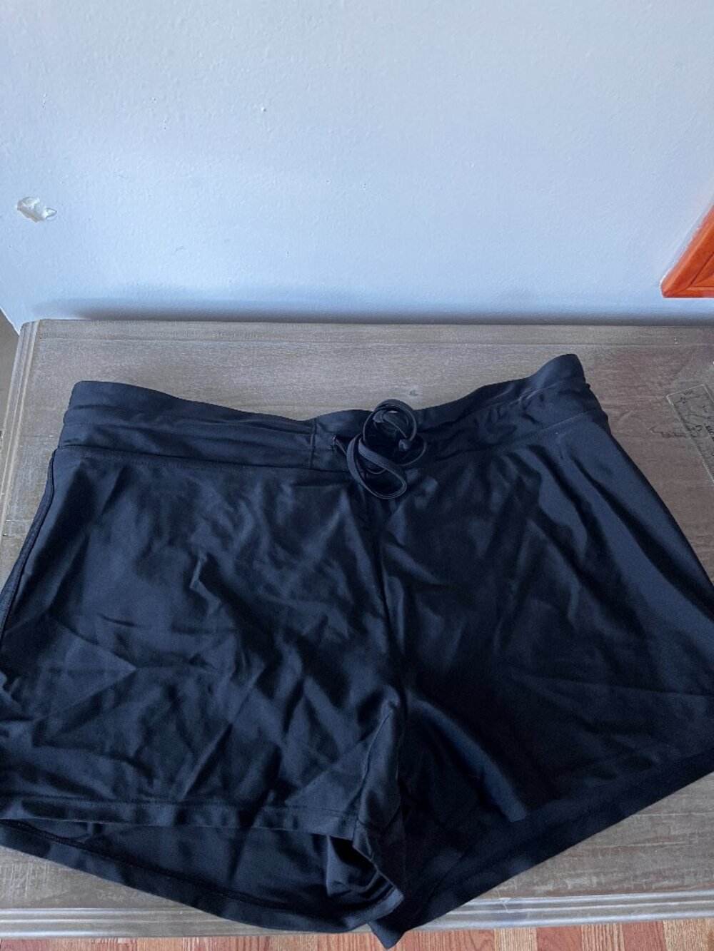 Women's Black Swim Shorts with Drawstring Waist
